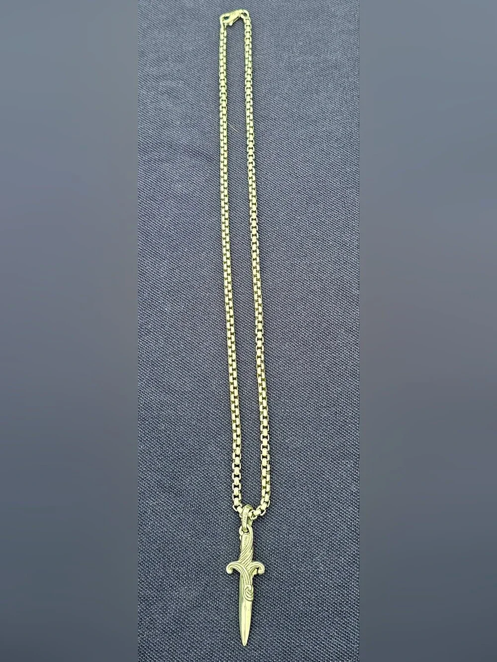 David Yurman Sterling Silver Dagger Pendant Necklace-3.6mm Box Chain Brand New
